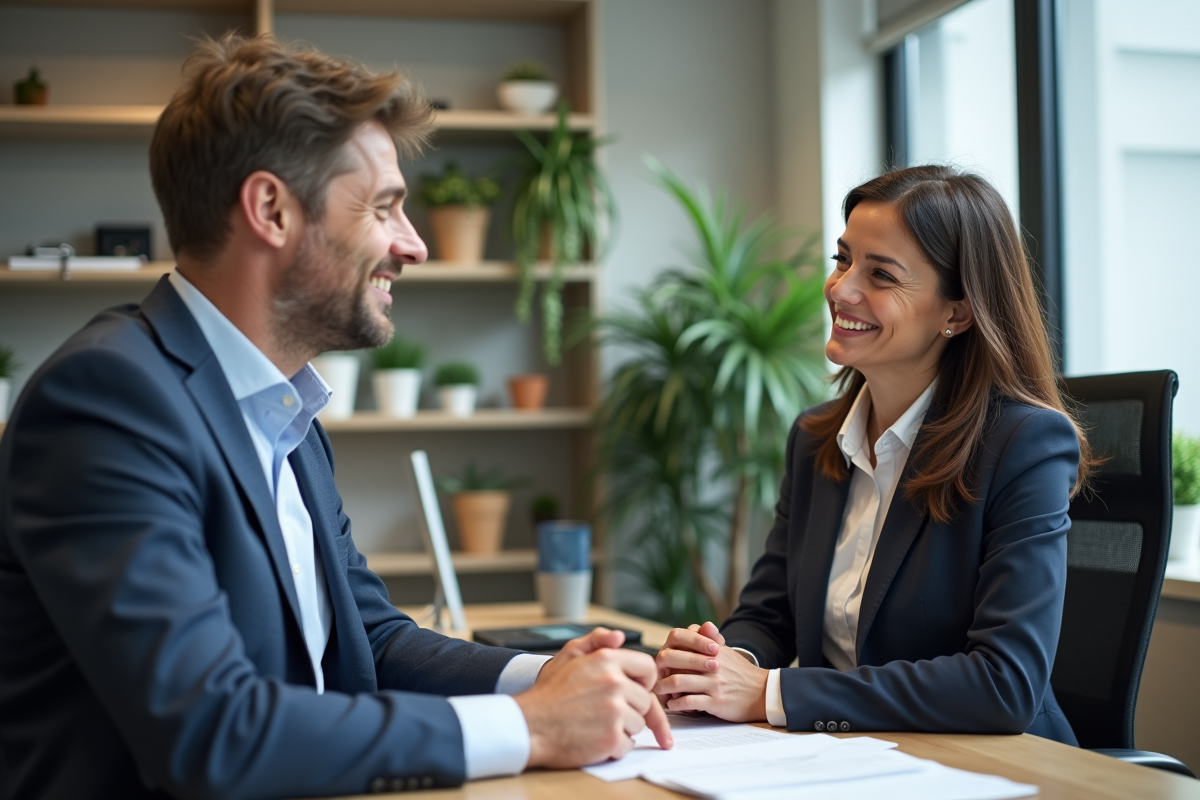 Conseiller bancaire discutant d