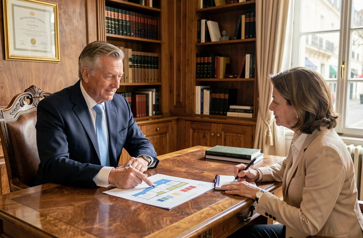 Conseiller de Conseils et Patrimoine présentant un plan d'investissement immobilier à une cliente à Orléans