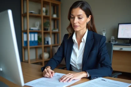 Gestionnaire de copropriété consultant les documents d'immatriculation au registre national des copropriétés