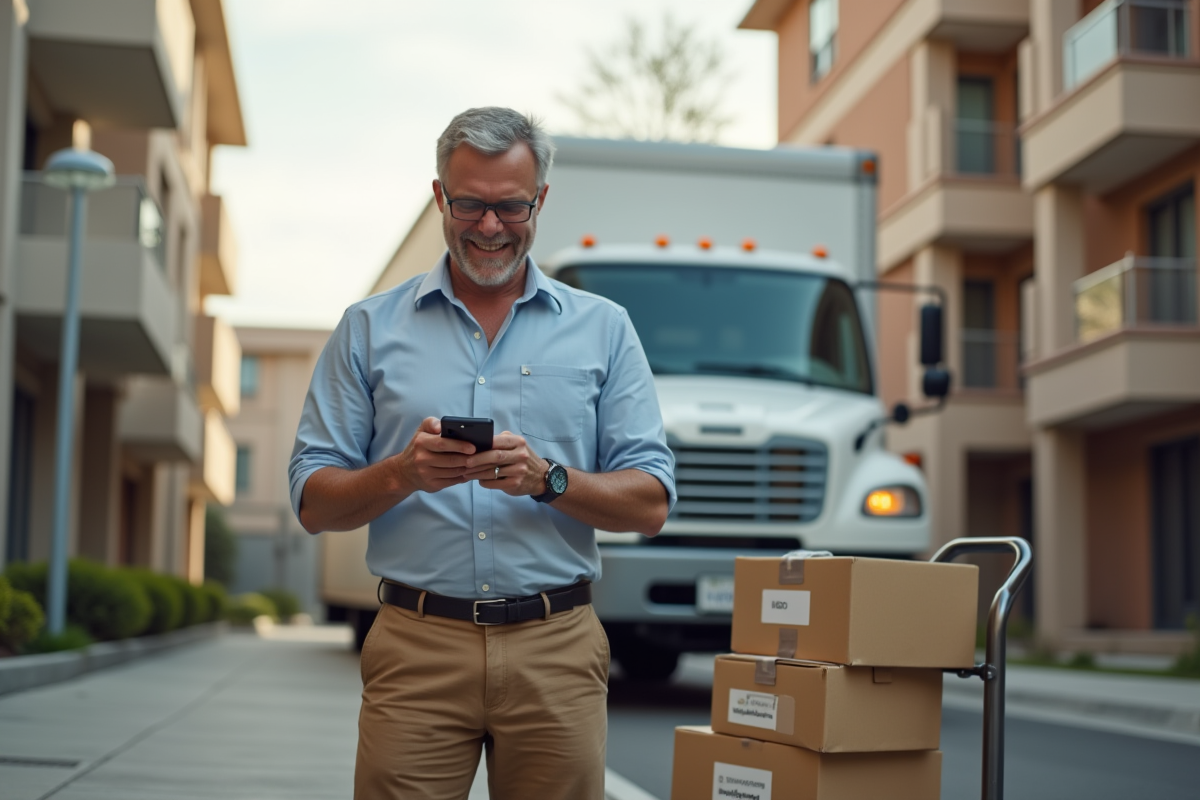 Homme vérifiant son smartphone près d