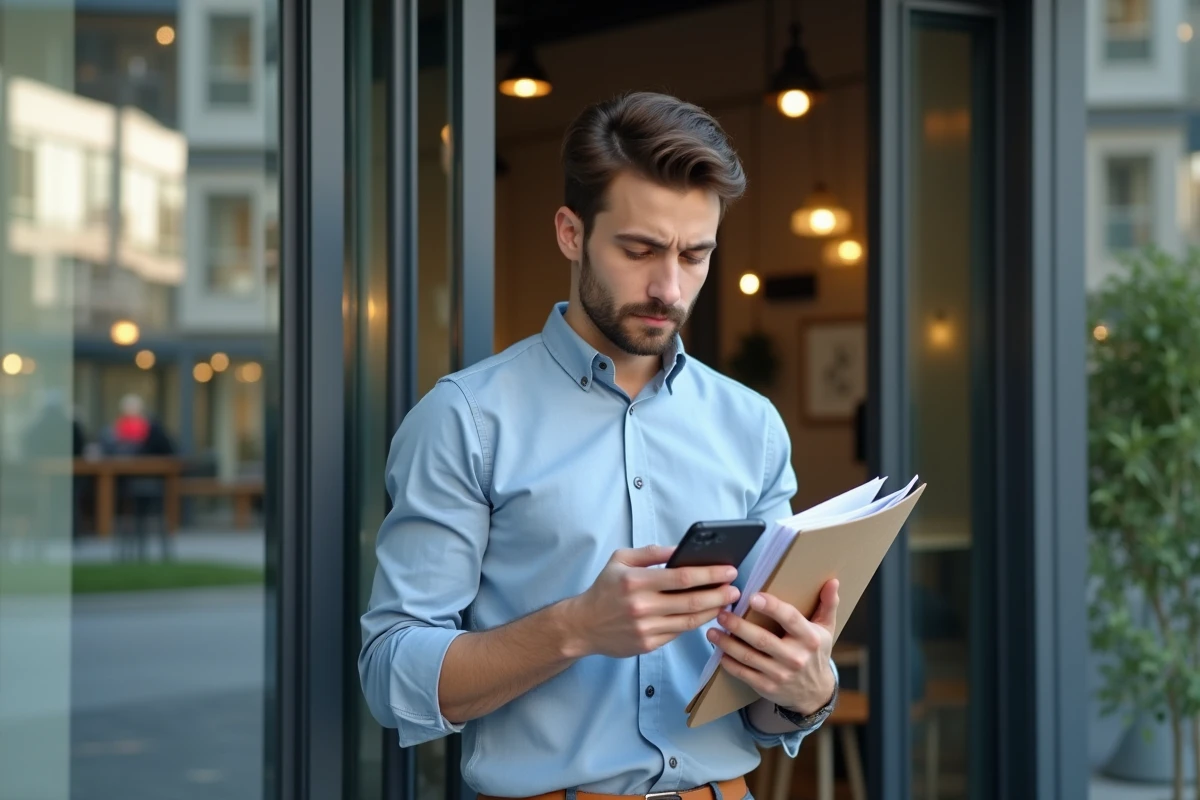 Jeune homme dans un espace coworking urbain