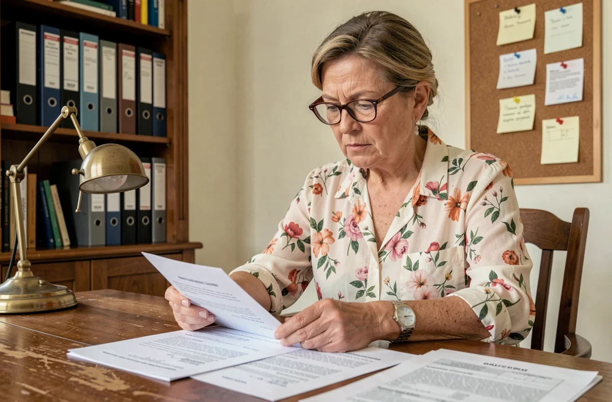 Femme rédigeant une lettre de résiliation d'assurance habitation tout en recherchant une offre plus économique