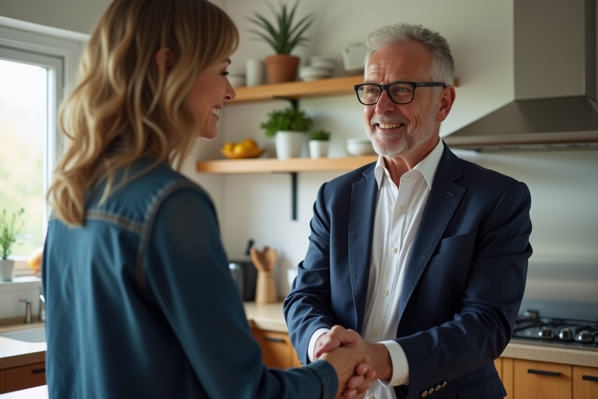 Notaire en costume serre la main d